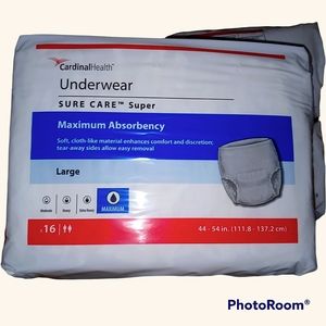 NWT(48 UNDERWEAR) 3 Packs of 16 CardinalHealth Adult Underwear Sure Care Super L